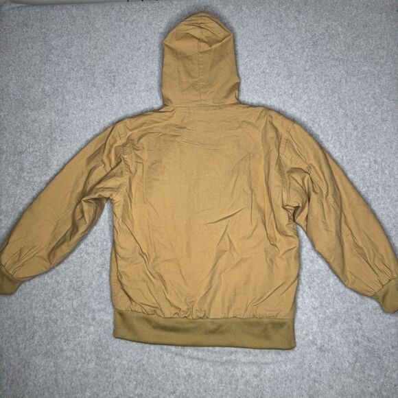 Old Navy Cargo Jacket Boys 12 Beige Cotton Quilted Canvas Hooded Bomber Farm - Picture 2 of 9